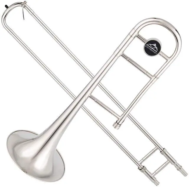 Alt view image 5 of 7 - Bb Tenor Slide Trombone Brass Musical Instrument with Hard Case,Mouthpiece,Gloves,Cleaning Cloth for Professional Player Beginners, Large Bell(9.25"/235 mm),Nickel Plated