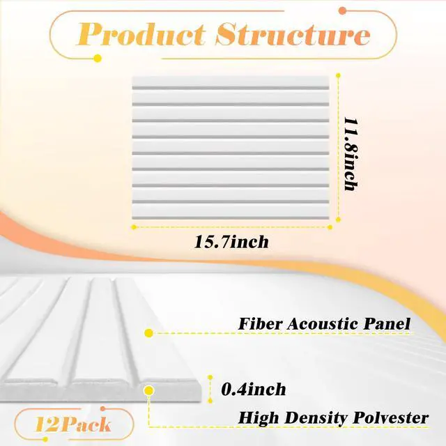 Alt view image 2 of 7 - Acoustic Panels 12 Pack - Covers 16 Sq Ft, Self-Adhesive 3D Soundproof Wall Tiles, 16x12 Decorative Panels for Studio, Home Office & Gaming Room (White)