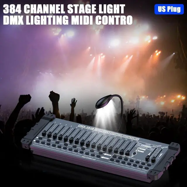 Alt view image 2 of 7 - DJ Controller 384CH Fog DMX-512 DJ Controller Support 30 Banks 8 Scenes 24 fixtures Stage Lighting Console for Program Editing of DJ Lights Show Bar Club Live