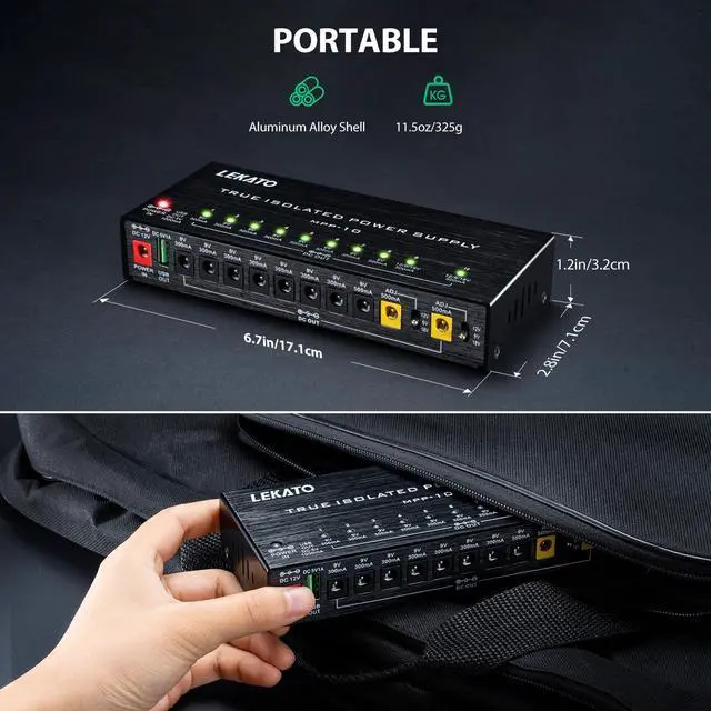 Alt view image 5 of 7 - Guitar Pedal Power Supply, True Isolated Pedal Power Supply with 10 Ports, USB Port, Short Circuit Protection, Guitar Pedal Power DC Output 9V 12V 18V for Effect Pedal