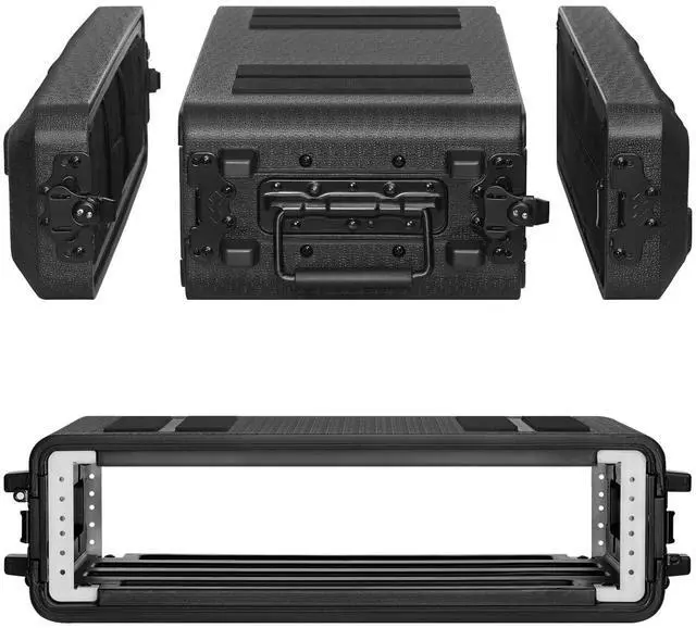 Main image of 2U Rack Case Shallow 12" Depth, 19" Rackmount Flight Cases Easy Installation Portable Carry Watertight Dust Proof 2 Space Shockproof Mount Racks with Microphone Compartments Space Saving