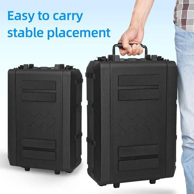 Alt view image 4 of 6 - 2U Rack Case Shallow 12" Depth, 19" Rackmount Flight Cases Easy Installation Portable Carry Watertight Dust Proof 2 Space Shockproof Mount Racks with Microphone Compartments Space Saving