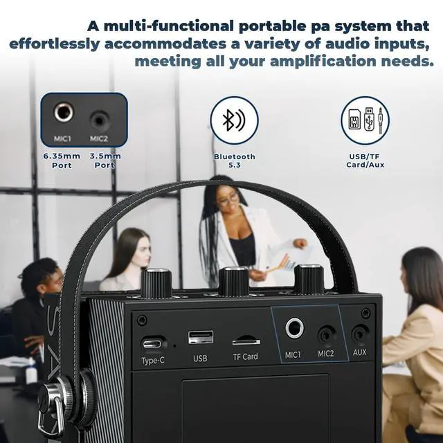 Alt view image 6 of 7 - Bluetooth 5.3 Voice Amplifier with Wireless Microphone Headset S98 | Personal Wireless amplifier Mic for Teachers,40W Loudly Portable Megaphone Pa System for Classrooms,Speeches,Outdoors Indoors