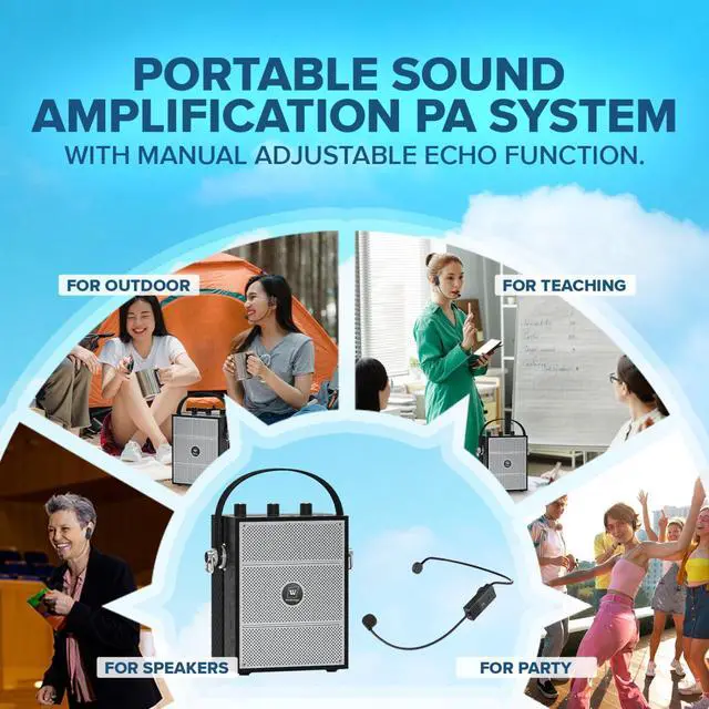Alt view image 7 of 7 - Bluetooth 5.3 Voice Amplifier with Wireless Microphone Headset S98 | Personal Wireless amplifier Mic for Teachers,40W Loudly Portable Megaphone Pa System for Classrooms,Speeches,Outdoors Indoors