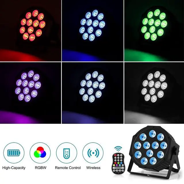 Alt view image 2 of 7 - Rechargeable Par Lights, RGBW LED Uplights Battery Powered Stage Light, Par Can DJ Lights Sound Activated with Remote & DMX Control for Festival Party Event Wedding Bar