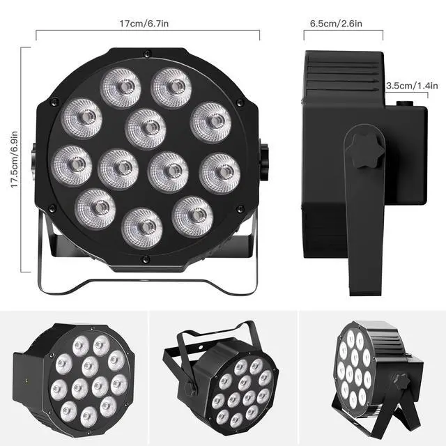 Alt view image 7 of 7 - Rechargeable Par Lights, RGBW LED Uplights Battery Powered Stage Light, Par Can DJ Lights Sound Activated with Remote & DMX Control for Festival Party Event Wedding Bar