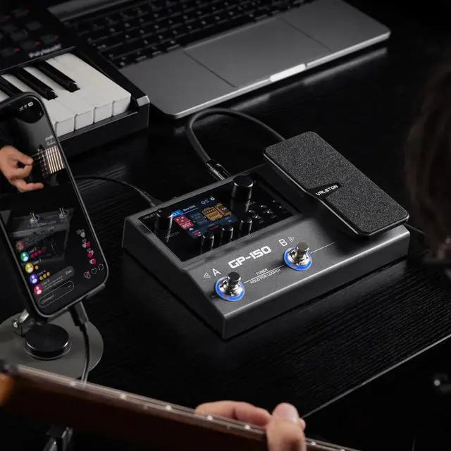 Alt view image 5 of 7 - GP150 Guitar Multi Effects Processor with Expression Pedal HD NAM Modeling Pedal 200+ Effects IR Loader 6in/4out USB Audio Interface Bluetooth MIDI 180s Looper Built-in 3000mAh Battery Black