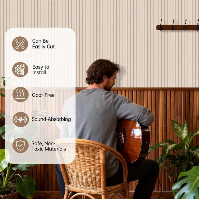 Alt view image 2 of 7 - 12 Pack Large Acoustic Wall Panels, 47.2 x 23.6 x 0.4 Inch (92.8 sq ft), Self-Adhesive Sound Absorbing Panels,Sound Proof Panels for Walls, Echo Reduction for Studio, Office, Camel