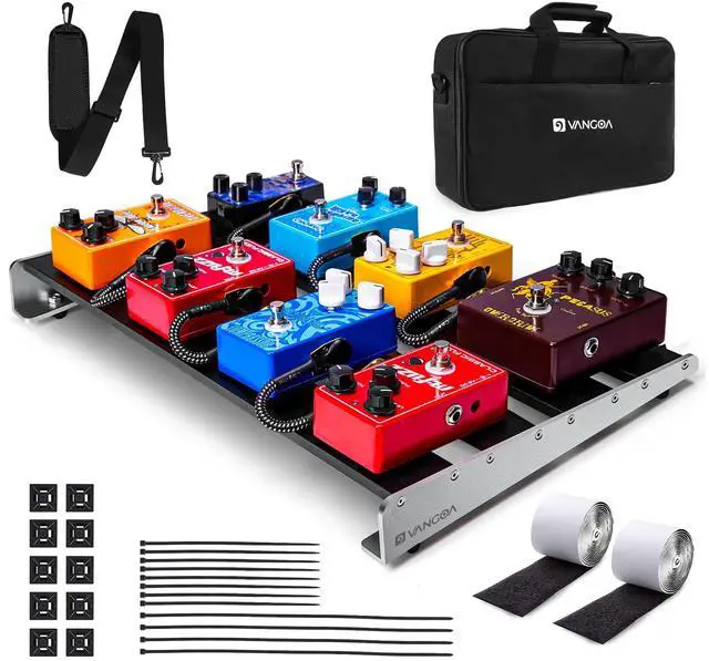 Main image of Guitar Pedal Board with Case, Aluminum Alloy Sturdy Pedalboard for 6-8 Powered Pedals for Electric Guitar with Pedal Tape, 18.1" x 11.8", 2.8 lb, Medium VPB-L45