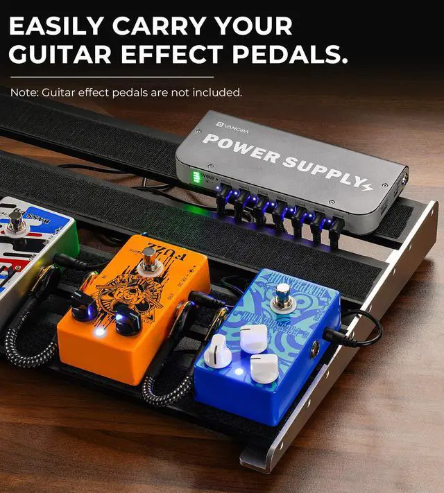 Alt view image 4 of 7 - Guitar Pedal Board with Case, Aluminum Alloy Sturdy Pedalboard for 6-8 Powered Pedals for Electric Guitar with Pedal Tape, 18.1" x 11.8", 2.8 lb, Medium VPB-L45