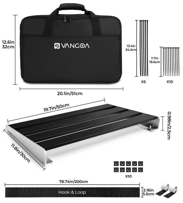 Alt view image 3 of 7 - Guitar Pedal Board with Case, Aluminum Alloy Sturdy Pedalboard for 6-8 Powered Pedals for Electric Guitar with Pedal Tape, 18.1" x 11.8", 2.8 lb, Medium VPB-L45