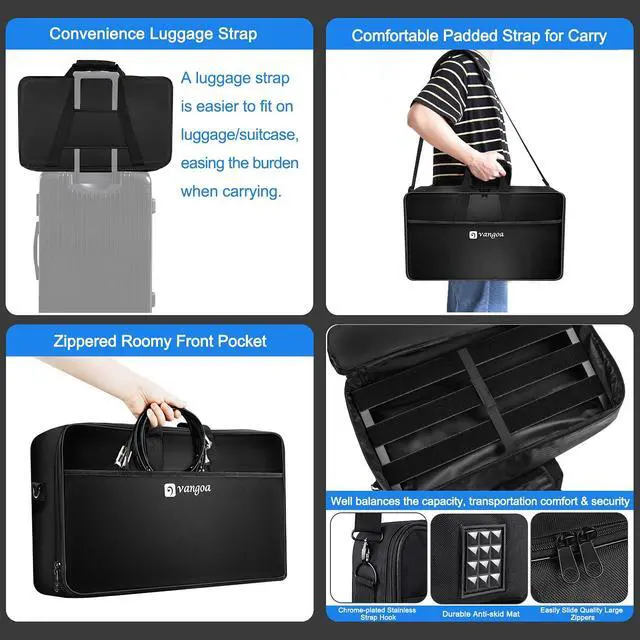 Alt view image 7 of 7 - Guitar Pedal Board with Case, Aluminum Alloy Sturdy Pedalboard for 6-8 Powered Pedals for Electric Guitar with Pedal Tape, 18.1" x 11.8", 2.8 lb, Medium VPB-L45