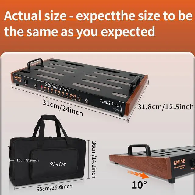 Alt view image 3 of 7 - Guitar Pedal Board with Built in Power Supply, pedal board 24''x 15'' with Bag, Aluminum Alloy Portable Pedalboard with Handle, Hook TapePedal Cables for Guitarist