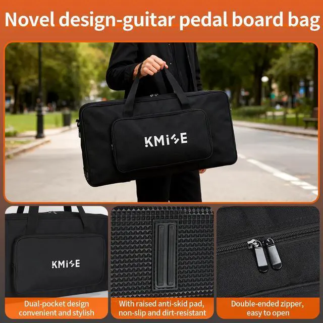 Alt view image 7 of 7 - Guitar Pedal Board with Built in Power Supply, pedal board 24''x 15'' with Bag, Aluminum Alloy Portable Pedalboard with Handle, Hook TapePedal Cables for Guitarist