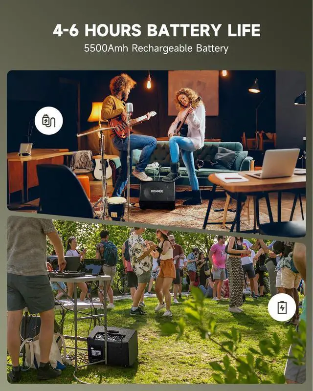 Alt view image 4 of 6 - MT-1 Portable PA System, 300W Wireless BT Speaker Sound Amplifier, 4-6h Outdoor Use, with Two 2.5" Trebles, 8" Woofer, Support TRS 6.35/USB/AUX/Mic Inputs