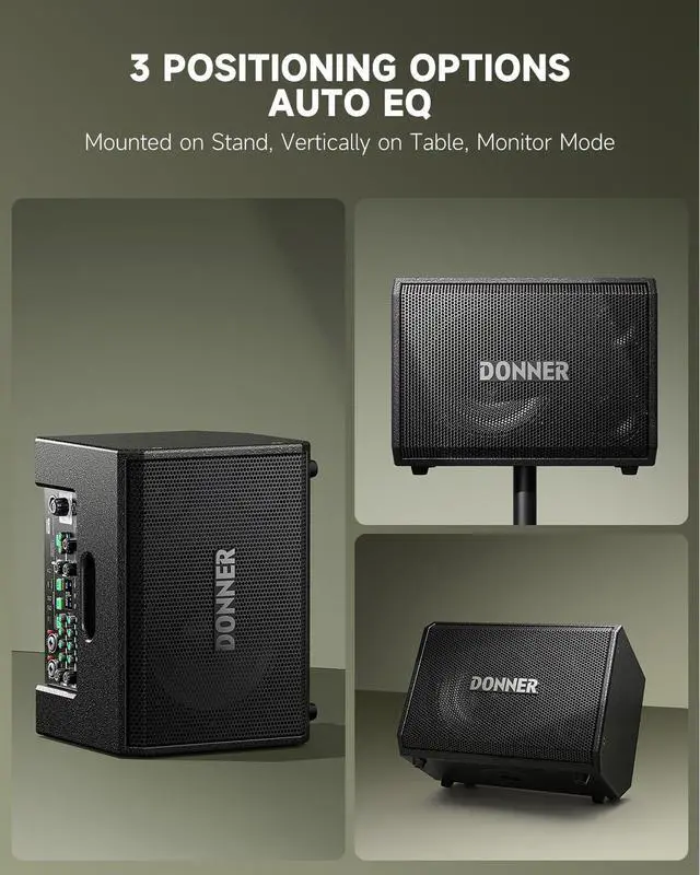 Alt view image 5 of 6 - MT-1 Portable PA System, 300W Wireless BT Speaker Sound Amplifier, 4-6h Outdoor Use, with Two 2.5" Trebles, 8" Woofer, Support TRS 6.35/USB/AUX/Mic Inputs