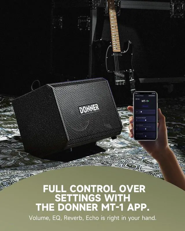 Alt view image 6 of 6 - MT-1 Portable PA System, 300W Wireless BT Speaker Sound Amplifier, 4-6h Outdoor Use, with Two 2.5" Trebles, 8" Woofer, Support TRS 6.35/USB/AUX/Mic Inputs