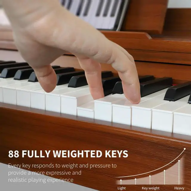 Alt view image 2 of 7 - 88-Key Digital Piano with Hammer Action Weighted Keys | Desk Cover Design Piano Keyboard with Built-In 20Wx2 Speakers, 3-Pedal, Supports USB-MIDI Connect (ADP-100)