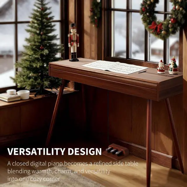 Alt view image 6 of 7 - 88-Key Digital Piano with Hammer Action Weighted Keys | Desk Cover Design Piano Keyboard with Built-In 20Wx2 Speakers, 3-Pedal, Supports USB-MIDI Connect (ADP-100)