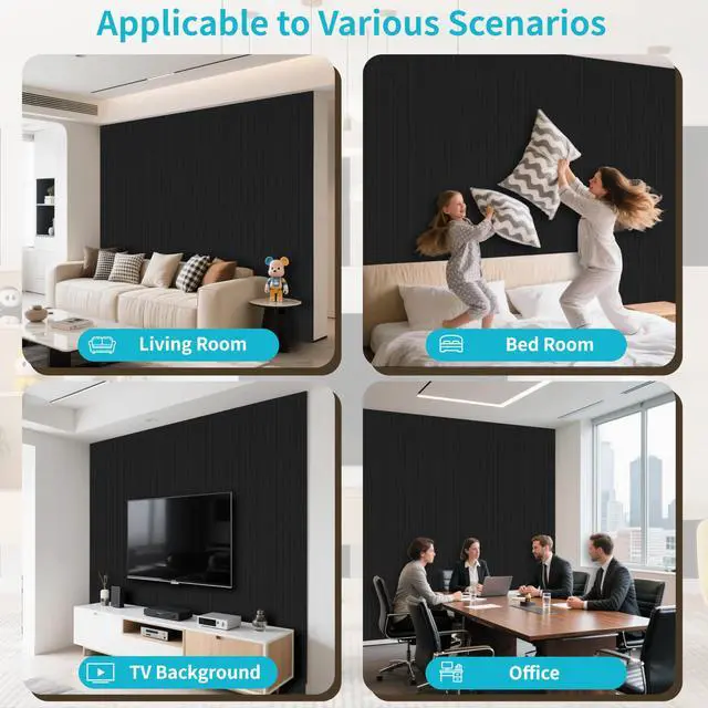 Alt view image 6 of 7 - 6 Pack Acoustic Panels Dual-Layer Thickened-47.2"x23.6"x0.72" Soundproof Panels for Wall Self-Adhesive, Wall Panels for Interior Wall Décor, Home Studio, Live Broadcast Room, Media Room-Black