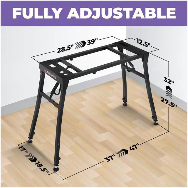 Alt view image 2 of 6 - Collapsible Piano Keyboard Stand - Adjustable and Portable Heavy Duty Music Stand for Kids & Adults - Fits 54-88 Key Electric Digital Pianos - Sturdy Musical Keyboard Table