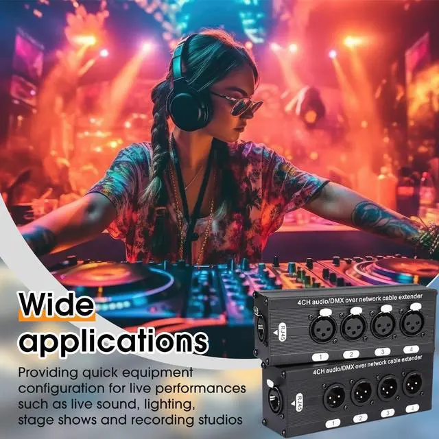 Alt view image 4 of 7 - 10 Pack 4 Channel 3 Pin Multi Network XLR Cable 3 Pin XLR Male and Female Over RJ45 Ethercon Cable Multi Extender for Stage Lighting and Home Recording Studio Compatible