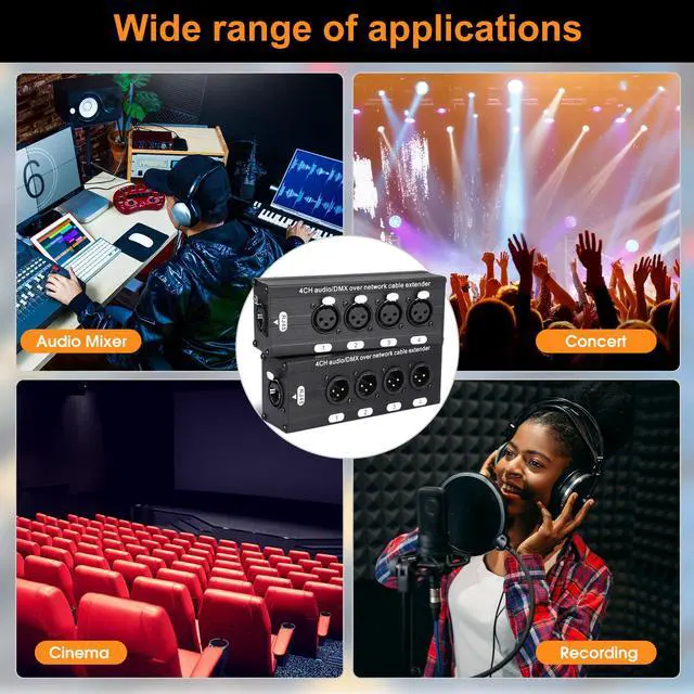 Alt view image 7 of 7 - 10 Pack 4 Channel 3 Pin Multi Network XLR Cable 3 Pin XLR Male and Female Over RJ45 Ethercon Cable Multi Extender for Stage Lighting and Home Recording Studio Compatible