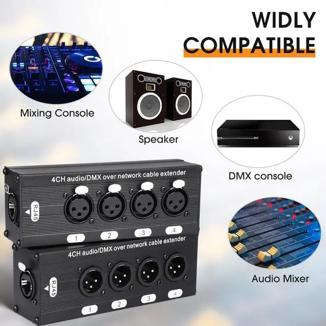 Alt view image 6 of 7 - 10 Pack 4 Channel 3 Pin Multi Network XLR Cable 3 Pin XLR Male and Female Over RJ45 Ethercon Cable Multi Extender for Stage Lighting and Home Recording Studio Compatible