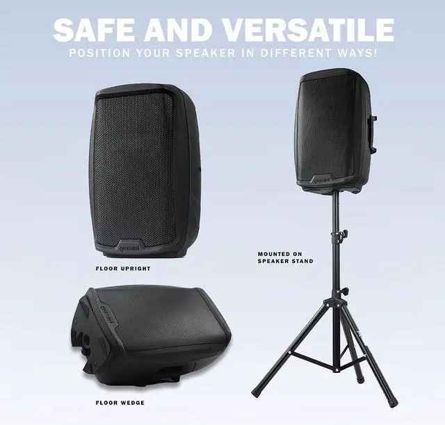 Alt view image 3 of 7 - 15" Bluetooth PA Speaker, 1000 Watts, TWS Link (AS-2115BT) | 15" powered PA, Class AB - XLR, RCA, 1/4" mic & guitar in, XLR out - Bluetooth, USB, SD, FM, TWS