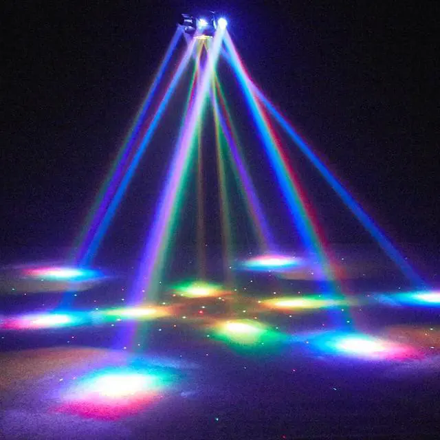 Alt view image 5 of 7 - Moving Head DJ Lights, 150W LED Stage Light 4-in-1 RGBW with 6 Arms Beam, Bee-Eyes Effect, Red Green Starry, White & Amber Strobe, Perfect DJ Stage Lighting for Party Disco Club Wedding Bar