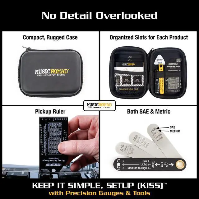 Alt view image 5 of 7 - Precision 6 pc. Guitar Setup Gauge Tool Set - Plus 24 pg. Instructional Booklet and Storage Case (MN604)
