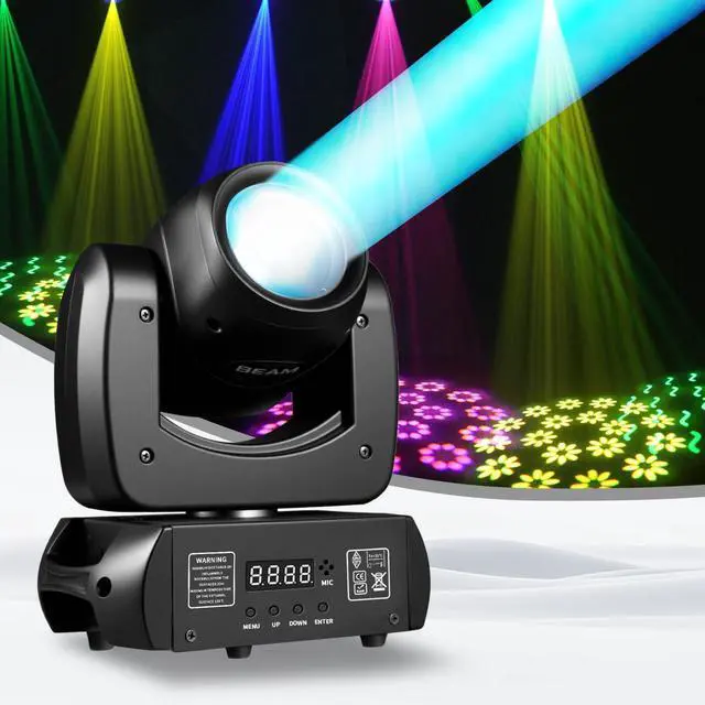 Main image of 120W Moving Head Beam Light, DMX512 Stage Lighting | 18-Facet Prism, 8 Gobos & 8 Colors, Sound Activated, LED Beam Effect for Weddings, Clubs, Bars, Parties and Stage Shows