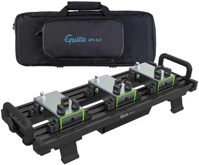 Main image of Guitar Pedalboard, Secure Clip-On Design Aluminum Alloy Pedal Board with Carry Bag, No Adhesive Needed for Effects Pedals, for Gigs and Rehearsals, GPB-01 Small
