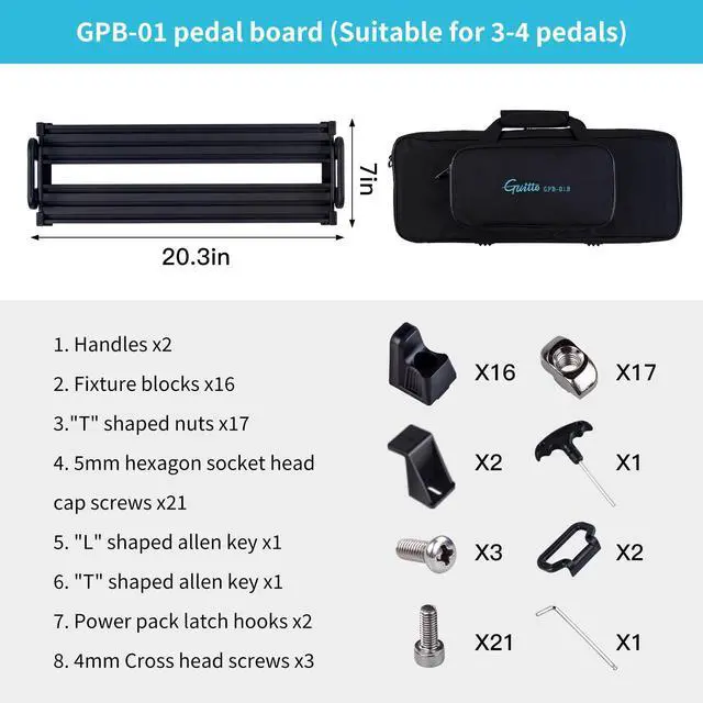 Alt view image 5 of 7 - Guitar Pedalboard, Secure Clip-On Design Aluminum Alloy Pedal Board with Carry Bag, No Adhesive Needed for Effects Pedals, for Gigs and Rehearsals, GPB-01 Small