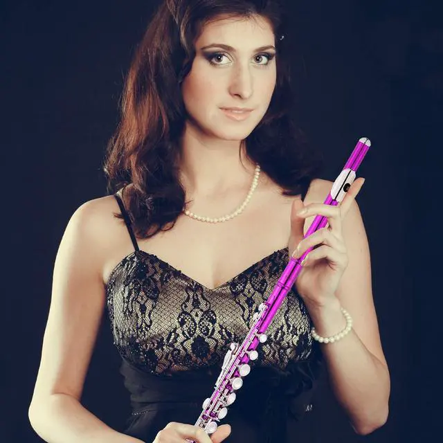 Alt view image 6 of 6 - Closed Hole Flutes C 16 Key for Beginner, Kids, Student -Nickel Flute with Case Stand and Cleaning kit (Pink)