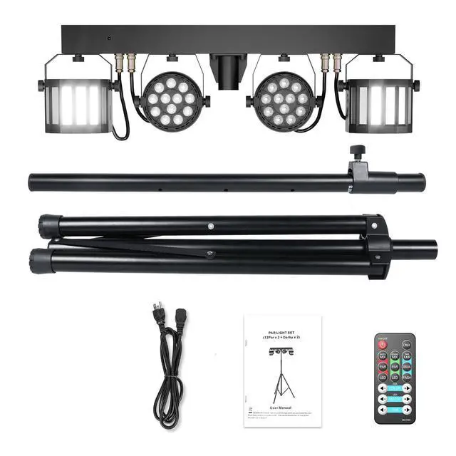 Alt view image 6 of 7 - 5 in 1 DJ Lights with Stand Combination Party Light Dj Disco Lights Stage Lighting for Parties 3/6/15CH with Sound Activated,DMX,Remote Control Strobe LED Par Light for Weddings Birthday KTV-1PC
