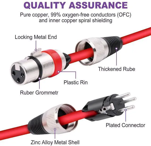 Alt view image 5 of 7 - 10 Pack XLR Cable 25ft Multicolor Male to Female Microphone Audio Cables | 10 Color XLR Cords with Color Boots, 3 Pin Balanced Cables for Microphones, DJ, Studio Recording, Mixer, Speaker Systems