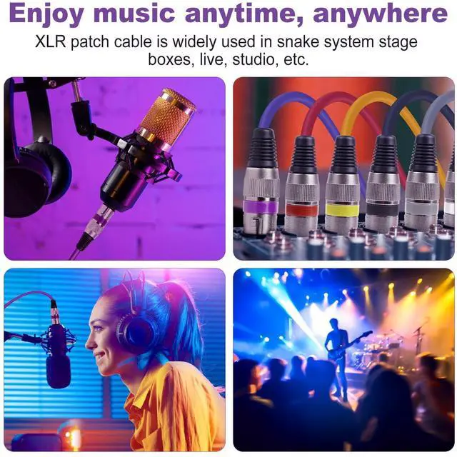 Alt view image 6 of 7 - 10 Pack XLR Cable 25ft Multicolor Male to Female Microphone Audio Cables | 10 Color XLR Cords with Color Boots, 3 Pin Balanced Cables for Microphones, DJ, Studio Recording, Mixer, Speaker Systems