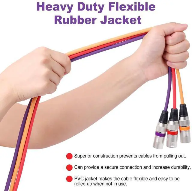 Alt view image 7 of 7 - 10 Pack XLR Cable 25ft Multicolor Male to Female Microphone Audio Cables | 10 Color XLR Cords with Color Boots, 3 Pin Balanced Cables for Microphones, DJ, Studio Recording, Mixer, Speaker Systems