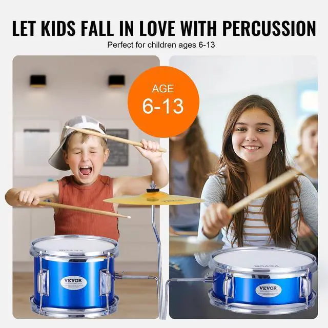 Alt view image 4 of 7 - Kids Drum Set, 3-Piece 14'' Beginner Drum Sets Junior Drums Set with Adjustable Throne, Two Pairs of Drumsticks, Cymbal, Pedal, Tom Snare Bass, Starter Drum Kit for Children Age 6-13