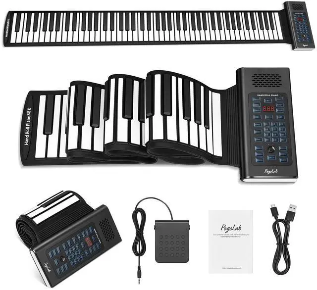 Main image of 88 Keys Roll Up Keyboard Piano, Portable Electric Foldable Piano with Sustain Pedal, 20 Songs, 128 Tones, 128 Rhythms, Rechargeable & Wireless BT, Music Gift for Beginners (with LED Display)