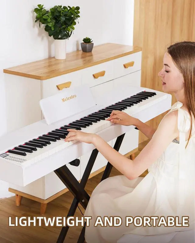 Alt view image 7 of 7 - Digital Piano 88 key Semi Weighted Keyboard With X Stand & Sustain Pedal, Full-Size Beginner Electric Piano For Bluetooth, Headphone Mode, USB-MIDI