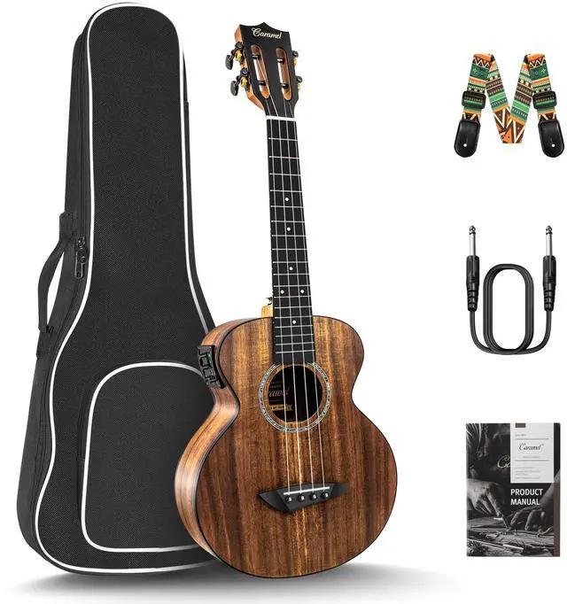 Main image of 26inch CT204 All Solid Acacia Wood Tenor Electric Ukulele | Professional Ukelele Kit Beginner Guitar Starter Bundle Strings, Padded Gig Bag, Strap