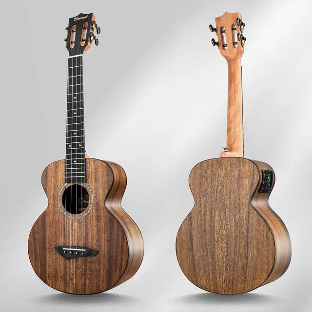 Alt view image 6 of 7 - 26inch CT204 All Solid Acacia Wood Tenor Electric Ukulele | Professional Ukelele Kit Beginner Guitar Starter Bundle Strings, Padded Gig Bag, Strap