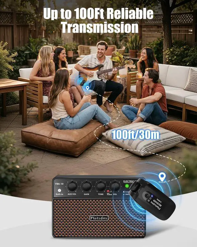 Alt view image 6 of 7 - 5.8GHz Wireless Guitar SystemLow Latency,100ft Range, 6H+ Battery | Wireless Guitar Transmitter Receiver w/ 7 Channels,270° Rotatable Plug,Anti-Interference for Electric Guitar Bass(TR-U2)