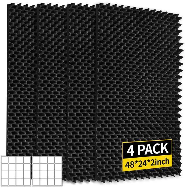 Main image of 6 Pack Sound Proof Foam Panels 48x24x2 Acoustic Foam Panels Egg Crate Foam for Walls Soundproof Studio Noise Thermal Insulation Soundproofing Waterproof with Adhesive Stickers