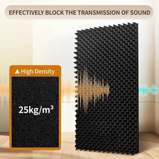 Alt view image 3 of 7 - 6 Pack Sound Proof Foam Panels 48x24x2 Acoustic Foam Panels Egg Crate Foam for Walls Soundproof Studio Noise Thermal Insulation Soundproofing Waterproof with Adhesive Stickers