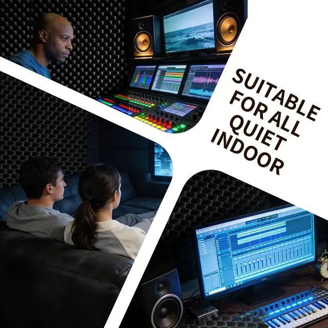 Alt view image 6 of 7 - 6 Pack Sound Proof Foam Panels 48x24x2 Acoustic Foam Panels Egg Crate Foam for Walls Soundproof Studio Noise Thermal Insulation Soundproofing Waterproof with Adhesive Stickers