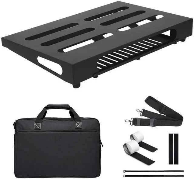 Main image of 18" x 11.8" Guitar Pedal Board with Power Supply Tray | Includes Carry Case & Mounting Tapes, Power Supply Storage, Steel Material