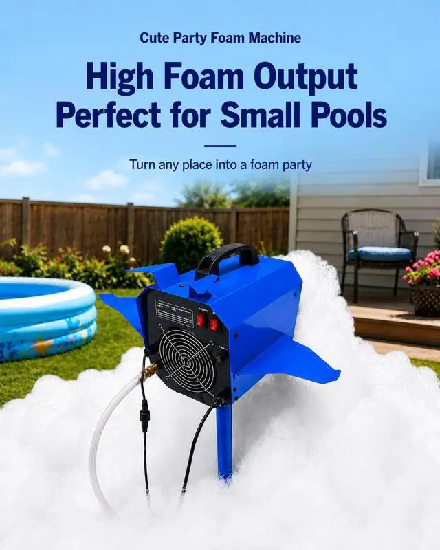 Alt view image 3 of 6 - Foam Machine for Party, Safe 60min Use&Cute AirplaneLook, Foam Party Machine For Pool Parties, Indoor/Outdoor Events. (Blue-120)